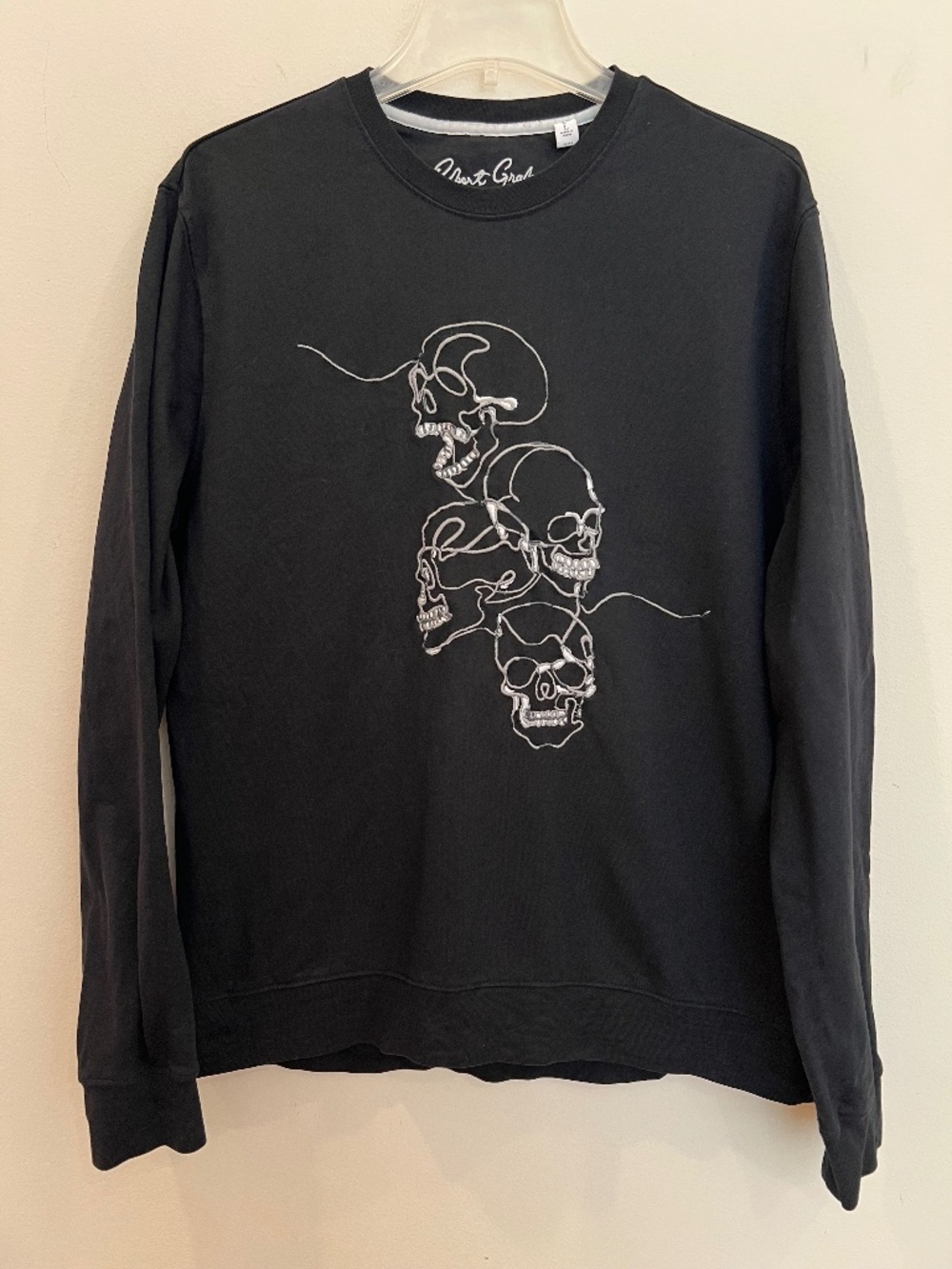 Robert Graham Shirt Mens Large Black Long Sleeve Skulls Graphic Halloween Casual